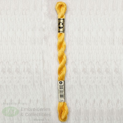 DMC Perle (Pearl) 5 Cotton, #725 MEDIUM LIGHT TOPAZ, (5g) 25m Skein