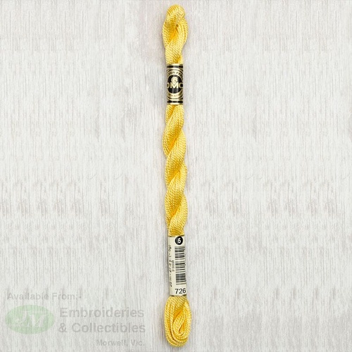 DMC Perle (Pearl) 5 Cotton, #726 LIGHT TOPAZ, (5g) 25m Skein