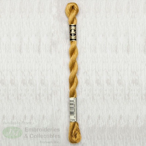 DMC Perle (Pearl) 5 Cotton, #729 MEDIUM OLD GOLD, (5g) 25m Skein
