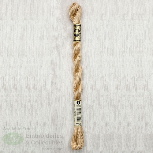DMC Perle (Pearl) 5 Cotton, #738 VERY LIGHT TAN, (5g) 25m Skein