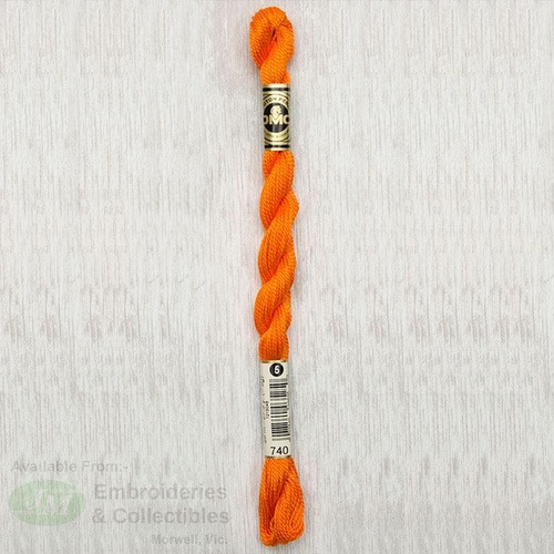DMC Perle (Pearl) 5 Cotton, #740 TANGERINE, (5g) 25m Skein
