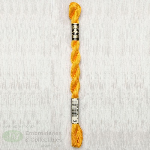 DMC Perle (Pearl) 5 Cotton, #742 LIGHT TANGERINE, (5g) 25m Skein