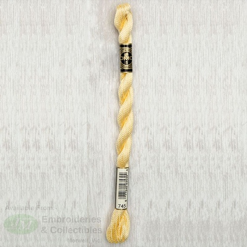 DMC Perle (Pearl) 5 Cotton, #745 LIGHT PALE YELLOW, (5g) 25m Skein