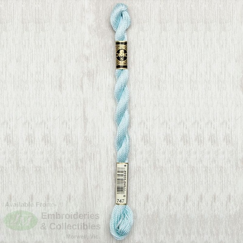 DMC Perle (Pearl) 5 Cotton, #747 VERY LIGHT SKY BLUE, (5g) 25m Skein
