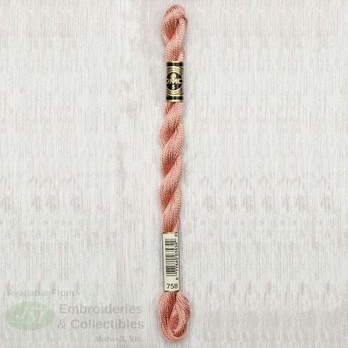 DMC Perle (Pearl) 5 Cotton, #758 VERY LIGHT TERRA COTTA, (5g) 25m Skein