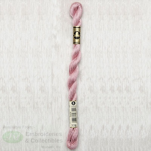 DMC Perle (Pearl) 5 Cotton, #778 VERY LIGHT ANTIQUE MAUVE, (5g) 25m Skein