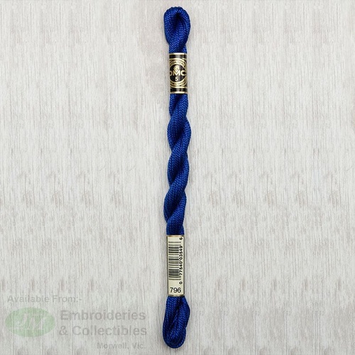 DMC Perle (Pearl) 5 Cotton, #796 DARK ROYAL BLUE, (5g) 25m Skein