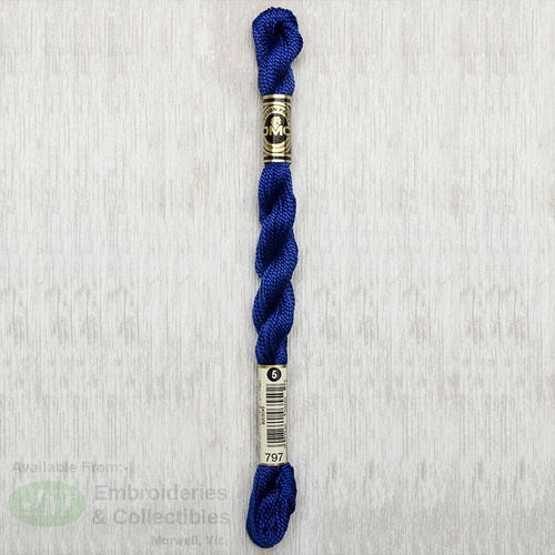 DMC Perle (Pearl) 5 Cotton, #797 ROYAL BLUE, (5g) 25m Skein