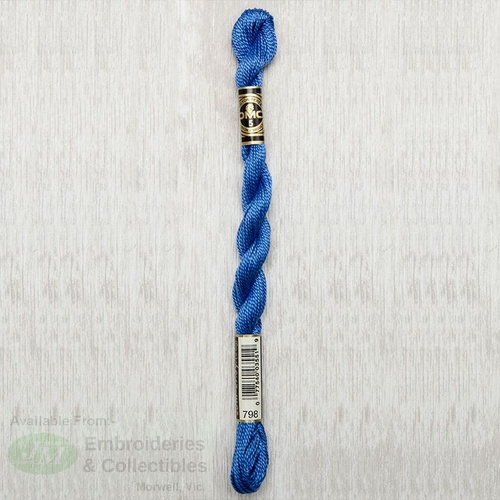 DMC Perle (Pearl) 5 Cotton, #798 DARK DELFT BLUE, (5g) 25m Skein