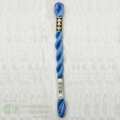 DMC Perle (Pearl) 5 Cotton, #799 MEDIUM DELFT BLUE, (5g) 25m Skein