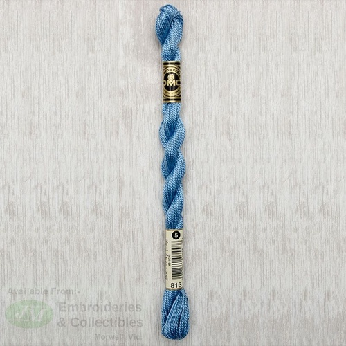 DMC Perle (Pearl) 5 Cotton, #813 LIGHT BLUE, (5g) 25m Skein