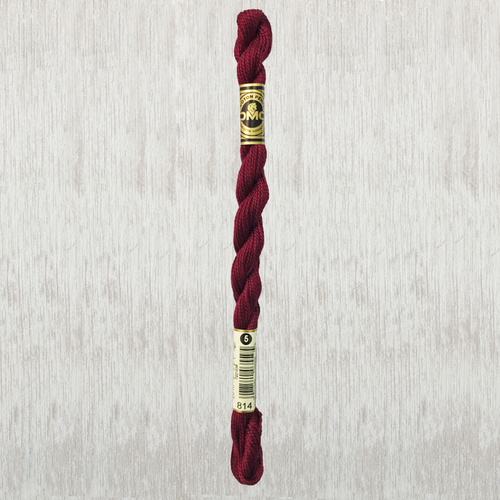 DMC Perle (Pearl) 5 Cotton, #814 DARK GARNET, (5g) 25m Skein