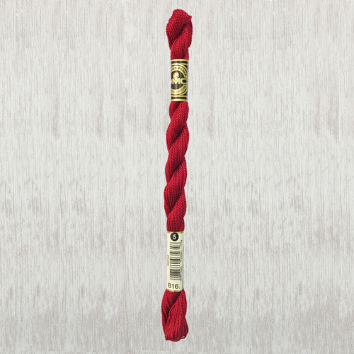 DMC Perle (Pearl) 5 Cotton, #816 GARNET, (5g) 25m Skein