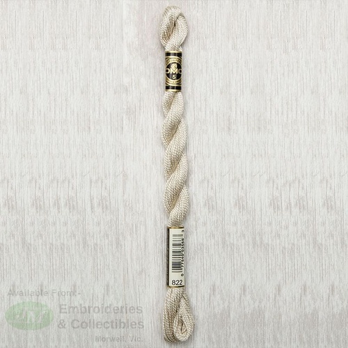 DMC Perle (Pearl) 5 Cotton, #822 LIGHT BEIGE GRAY, (5g) 25m Skein