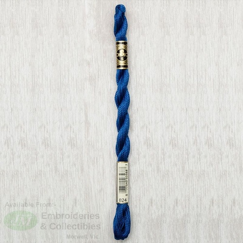 DMC Perle (Pearl) 5 Cotton, #824 VERY DARK BLUE, (5g) 25m Skein