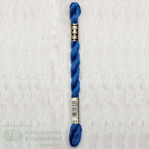 DMC Perle (Pearl) 5 Cotton, #825 DARK BLUE, (5g) 25m Skein