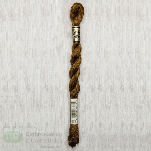 DMC Perle (Pearl) 5 Cotton, #829 VERY DARK GOLDEN OLIVE, (5g) 25m Skein