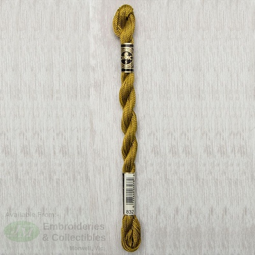 DMC Perle (Pearl) 5 Cotton, #832 GOLDEN OLIVE, (5g) 25m Skein