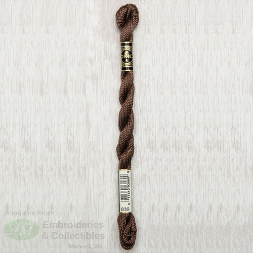DMC Perle (Pearl) 5 Cotton, #839 DARK BEIGE BROWN, (5g) 25m Skein