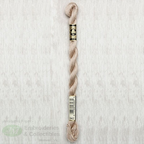 DMC Perle (Pearl) 5 Cotton, #842 VERY LIGHT BEIGE BROWN, (5g) 25m Skein
