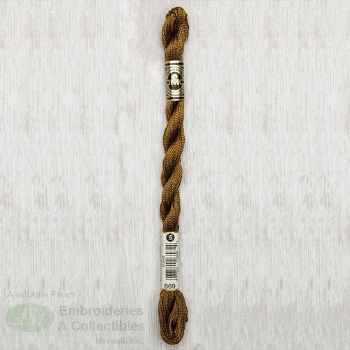 DMC Perle (Pearl) 5 Cotton, #869 VERY DARK HAZELNUT BROWN, (5g) 25m Skein