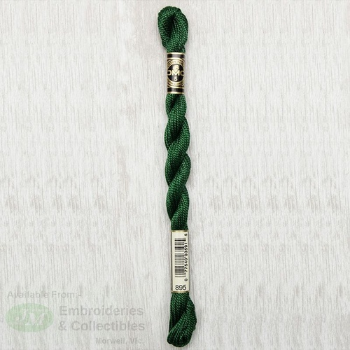 DMC Perle (Pearl) 5 Cotton, #895 VERY DARK HUNTER GREEN, (5g) 25m Skein