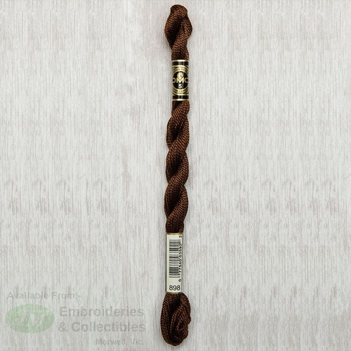 DMC Perle (Pearl) 5 Cotton, #898 VERY DARK COFFEE BROWN, (5g) 25m Skein