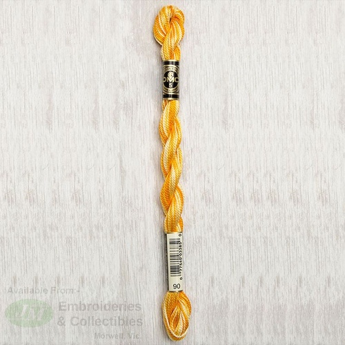 DMC Perle (Pearl) 5 Cotton, #90 VARIEGATED YELLOW, (5g) 25m Skein