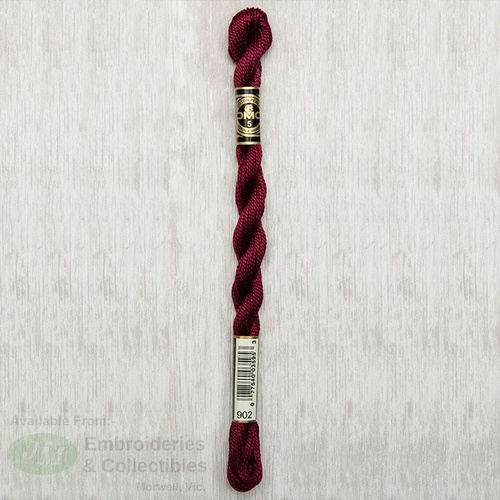 DMC Perle (Pearl) 5 Cotton, #902 VERY DARK GARNET, (5g) 25m Skein