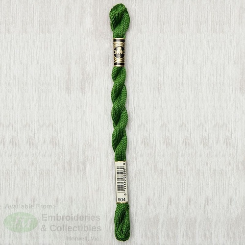 DMC Perle (Pearl) 5 Cotton, #904 VERY DARK PARROT GREEN, (5g) 25m Skein
