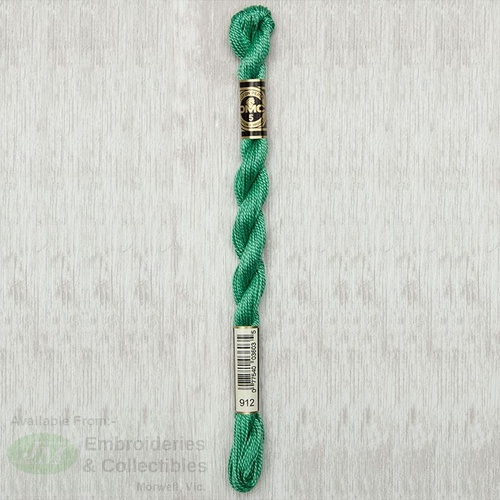 DMC Perle (Pearl) 5 Cotton, #912 LIGHT EMERALD GREEN, (5g) 25m Skein