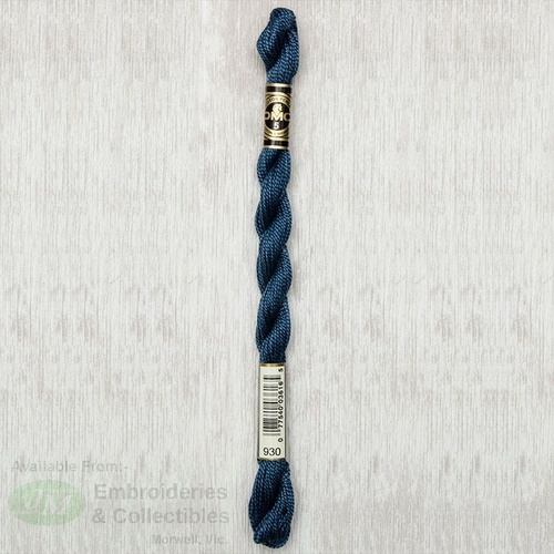 DMC Perle (Pearl) 5 Cotton, #930 DARK ANTIQUE BLUE, (5g) 25m Skein