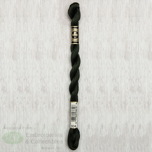 DMC Perle (Pearl) 5 Cotton, #934 BLACK AVOCADO GREEN, (5g) 25m Skein