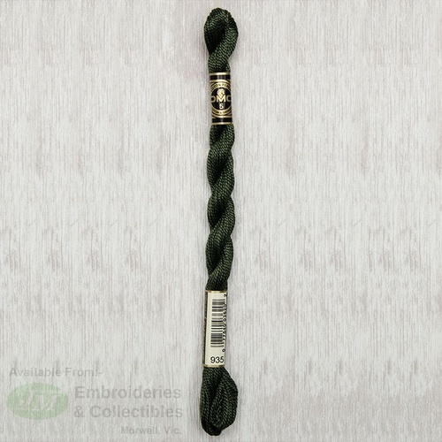 DMC Perle (Pearl) 5 Cotton, #935 DARK AVOCADO GREEN, (5g) 25m Skein