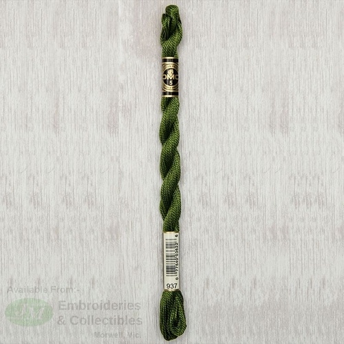 DMC Perle (Pearl) 5 Cotton, #937 MEDIUM AVOCADO GREEN, (5g) 25m Skein