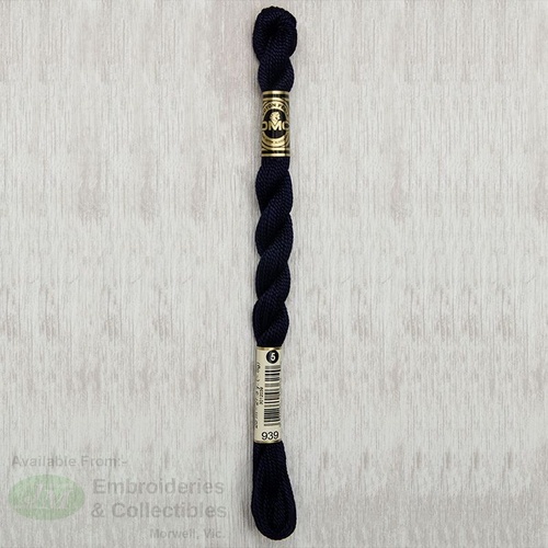 DMC Perle (Pearl) 5 Cotton, #939 VERY DARK NAVY BLUE, (5g) 25m Skein