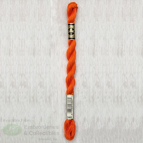DMC Perle (Pearl) 5 Cotton, #946 MEDIUM BURNT ORANGE, (5g) 25m Skein