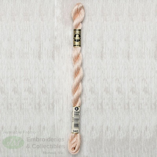 DMC Perle (Pearl) 5 Cotton, #948 VERY LIGHT PEACH, (5g) 25m Skein