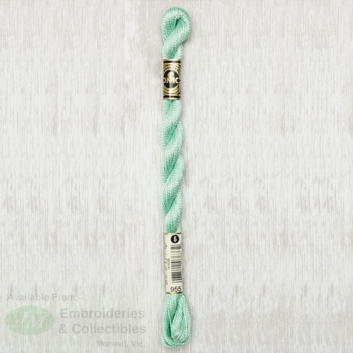 DMC Perle (Pearl) 5 Cotton, #955 LIGHT NILE GREEN, (5g) 25m Skein