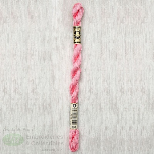 DMC Perle (Pearl) 5 Cotton, #957 PALE GERANIUM, (5g) 25m Skein
