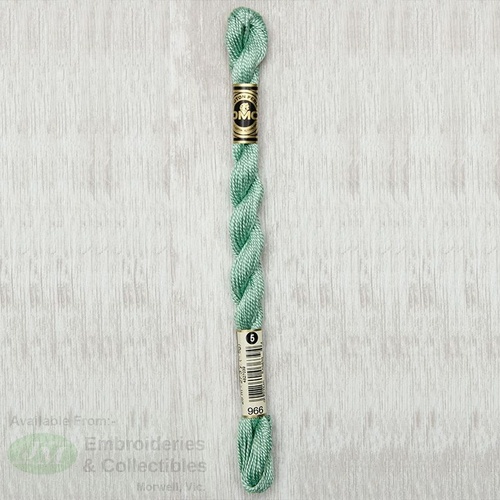 DMC Perle (Pearl) 5 Cotton, #966 MEDIUM BABY GREEN, (5g) 25m Skein