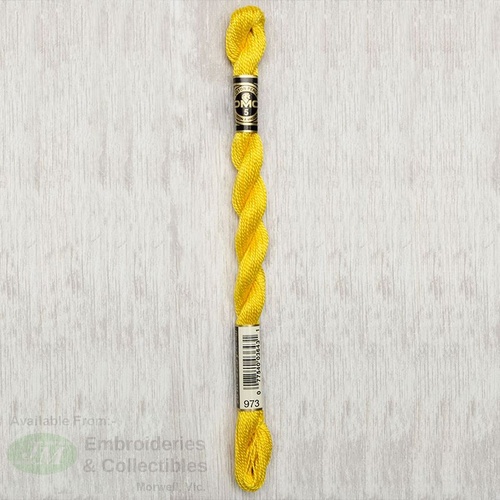 DMC Perle (Pearl) 5 Cotton, #973 BRIGHT CANARY, (5g) 25m Skein
