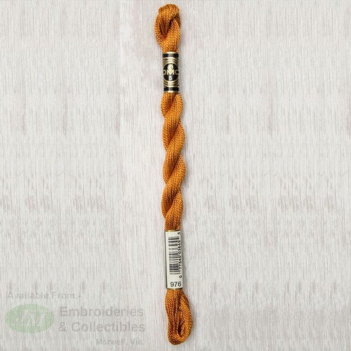 DMC Perle (Pearl) 5 Cotton, #976 MEDIUM GOLDEN BROWN, (5g) 25m Skein