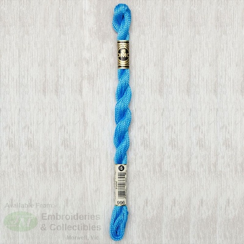 DMC Perle (Pearl) 5 Cotton, #996 MEDIUM ELECTRIC BLUE, (5g) 25m Skein