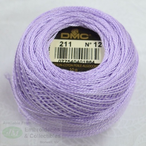 DMC Perle (Pearl) 12 Cotton #211 LIGHT LAVENDER 10g Ball 120m