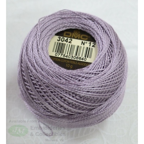 DMC Perle (Pearl) 12 Cotton #3042 LIGHT ANTIQUE VIOLET 10g Ball 120m