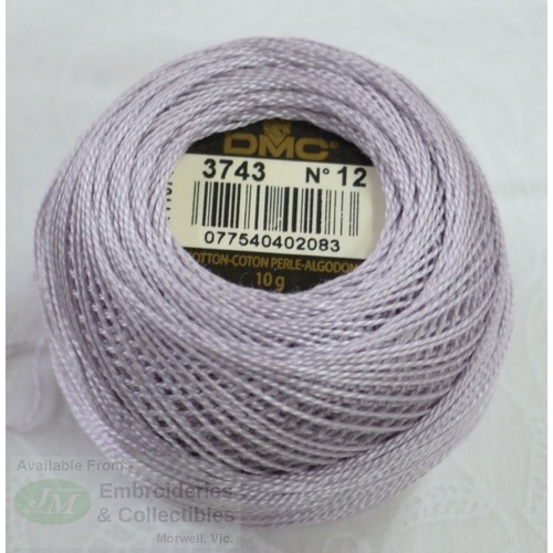 DMC Perle (Pearl) 12 Cotton #3743 VERY LIGHT ANTIQUE VIOLET 10g Ball 120m