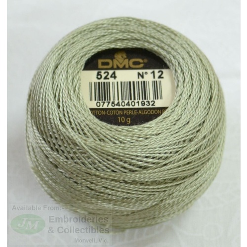 DMC Perle (Pearl) 12 Cotton #524 VERY LIGHT FERN GREEN 10g Ball 120m