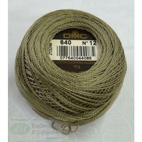 DMC Perle (Pearl) 12 Cotton #640 VERY DARK BEIGE GREY 10g Ball 120m