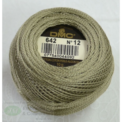 DMC Perle (Pearl) 12 Cotton #642 DARK BEIGE GREY 10g Ball 120m